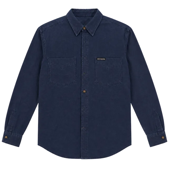 Harley Davidson Workwear Long Sleeve L Blue Photo Graphic Back