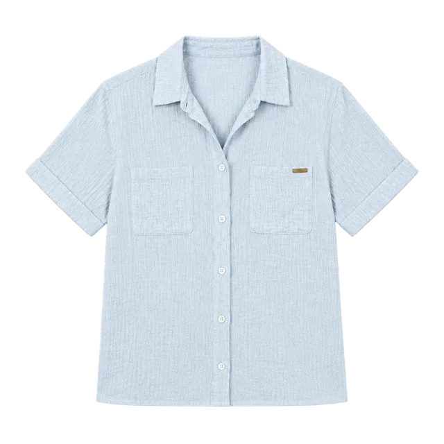 Nicole Miller New York Button Down Shirt Size L Light Blue Gauze Cotton