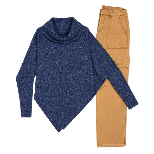 White House Black Market Cowl Neck Poncho Sweater Size XS/S Blue