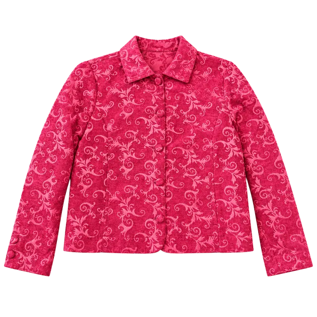 Croft & Barrow Jacket Size L Red Floral Velour Button Front