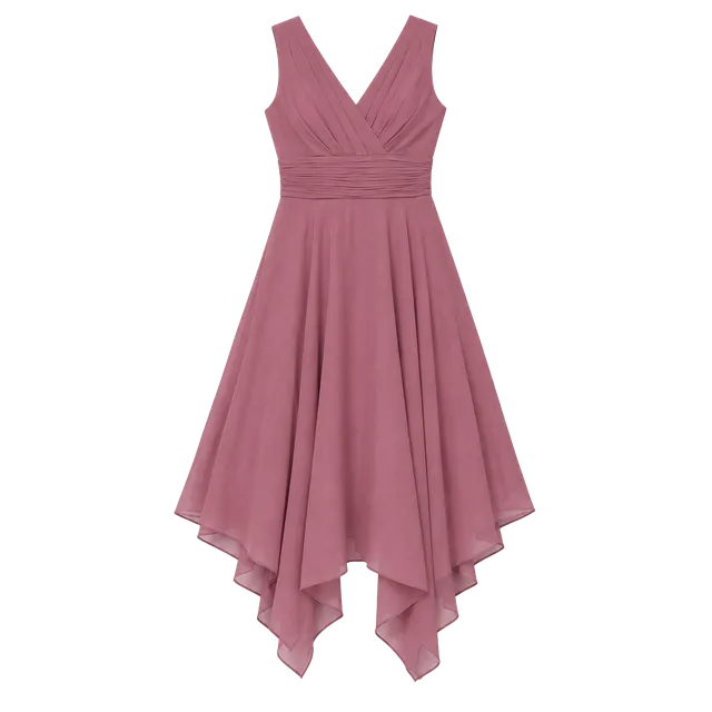 Ever-Pretty Double V-Neck Asymmetrical Chiffon Dress Size 10 Pink