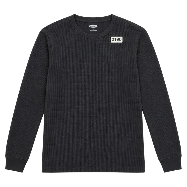 Old Navy Black Long-Sleeve Waffle Knit Tee