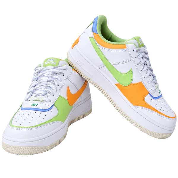 Nike Air Force 1 Low Top Men’s Colorblock Lace-Up Sneakers White Orange Green
