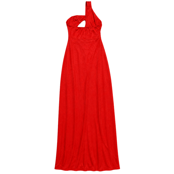 LORAGAL Red Solid One Shoulder Sleeveless Maxi Dress Womens Plus 2XL Long
