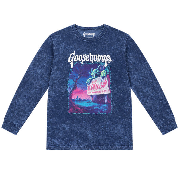Goosebumps Welcome To Horrorland Long Sleeve Shirt Size 14 Blue Youth