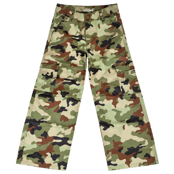 Cat & Jack Baggy Cargo Pants Size 12 Camouflage Reinforced Knee
