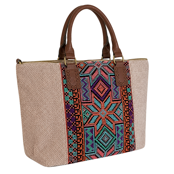 Jen & Co. Jojo Two-Tone Satchel Multi Aztec Boho Handbag