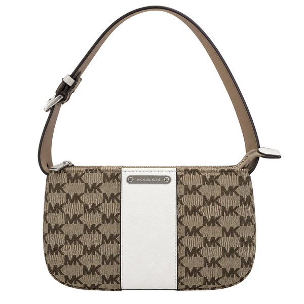 Michael Kors MK Signature Logo Belt Bag Fanny Pack Brown Beige White S/M