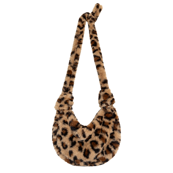 Leopard Print Faux Fur Crossbody Shoulder Bag