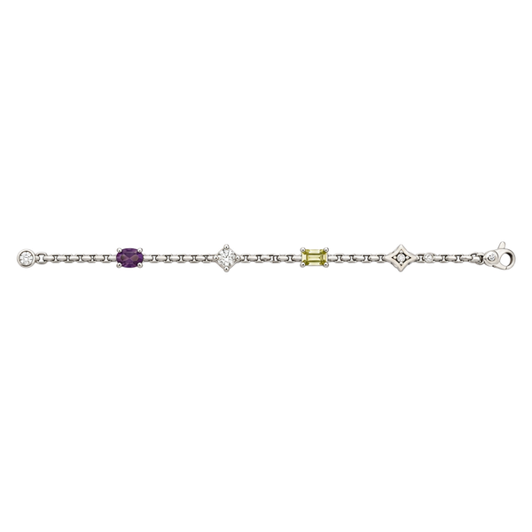 JAI Sterling Silver Multigemstone Station Bracelet