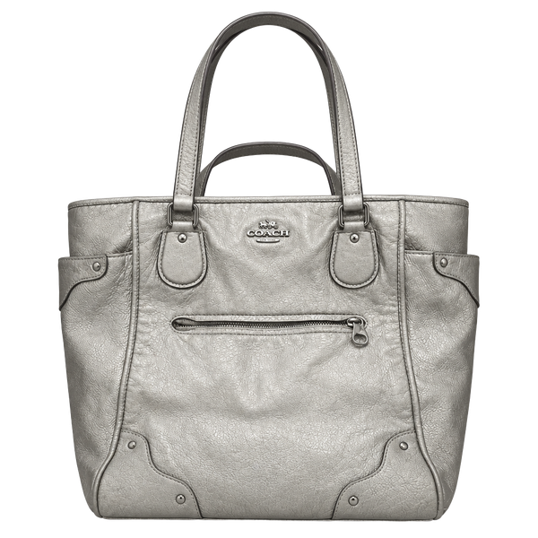 Coach Metallic Silver Mickie Satchel Tote Bag