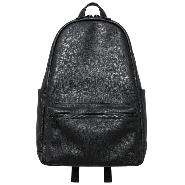 True Religion Black Faux Leather Backpack Laptop Pouch Excellent Condition 