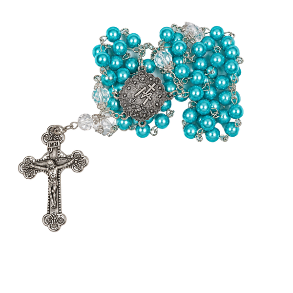Aqua Lava Bead New England Pewter Rosary - , LLC,