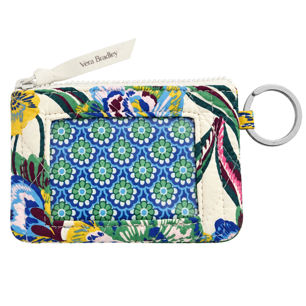 Vera Bradley Zip ID Case Quilted Floral Wallet ID Holder Key Ring