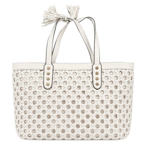 Big Buddha Woven Tote Handbag Bone Cream Off-White Tassel