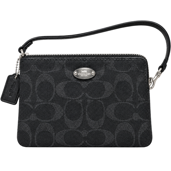 Coach Signature C Canvas Corner Zip Wristlet Black