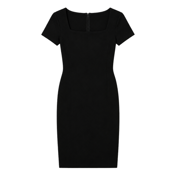 Banana Republic Black Short-Sleeve Sheath Dress