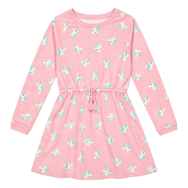 Wonder Nation Sweatshirt Dress Size XL 14-16 Pink Unicorn Long Sleeve