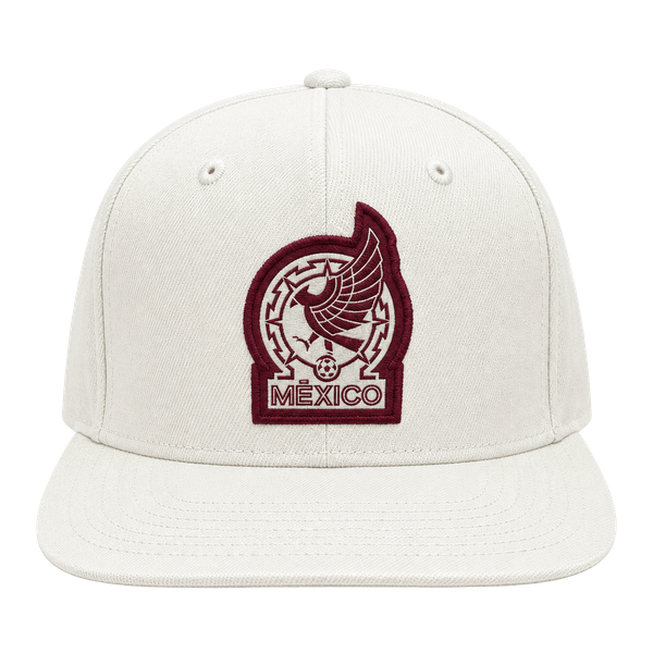 327 Hats Soccer Mexico Blanco White Embroidered Hat