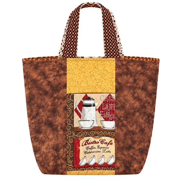 Cozy café reversible patchwork tote