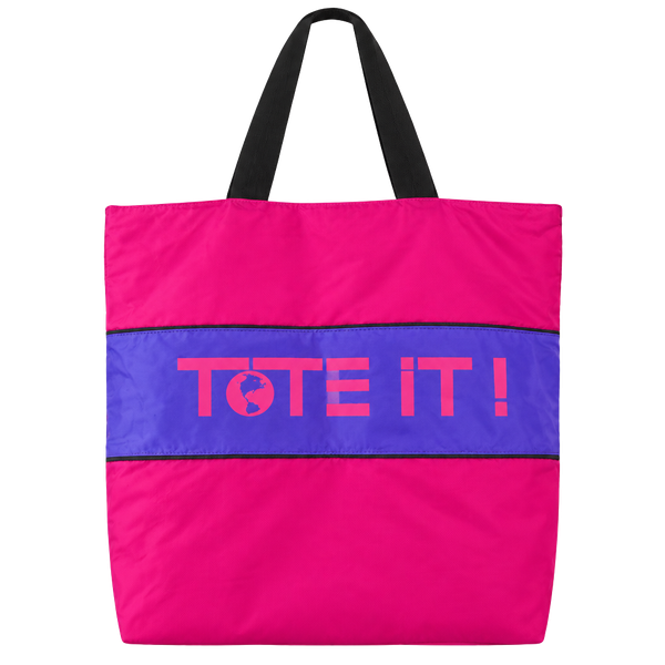 TOTE IT! Hot Pink Purple Tote Bag 90s Vintage Colorblock Beach Gym Travel