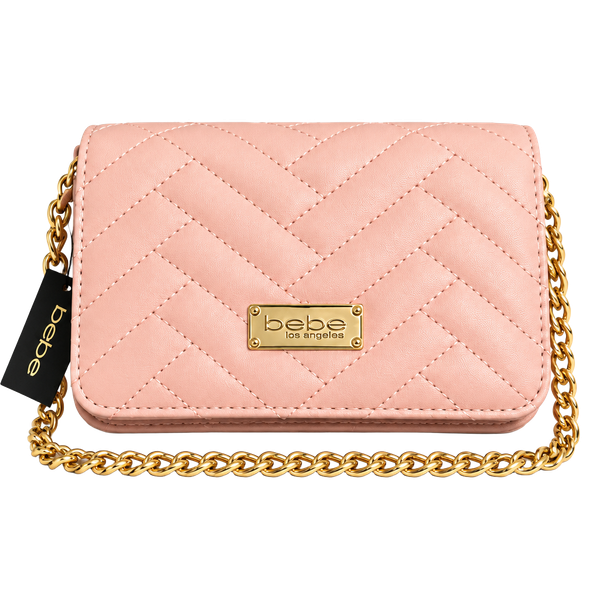 NWT bebe Sophia Small Crossbody Blush Pink Quilted Gold Chain Bag MSRP $69