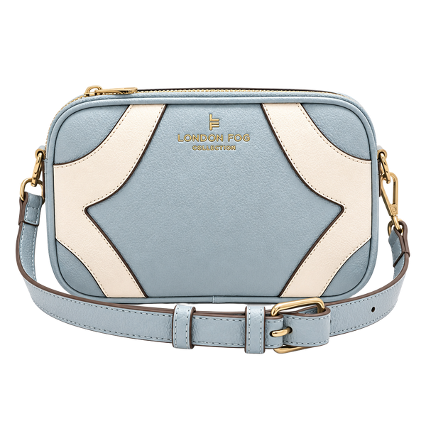 🩵 London Fog Blue & Ivory Colorblock Crossbody Bag NWT