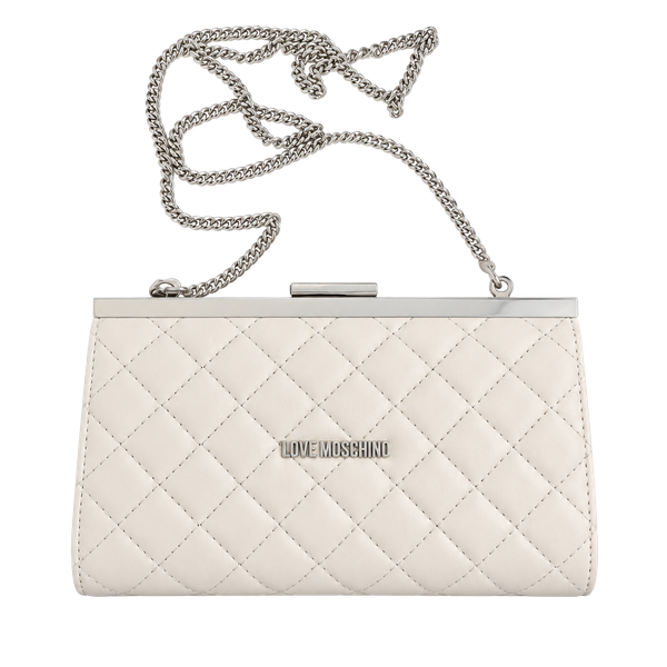 Love Moschino Quilted Clutch Bag  Cream Gold Chain
