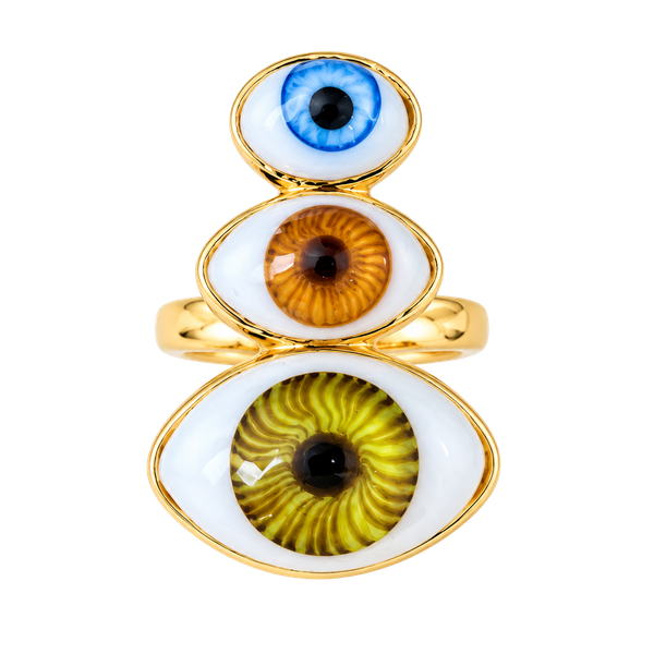 OJITO Multi Evil Eye Ring Gold Plated 