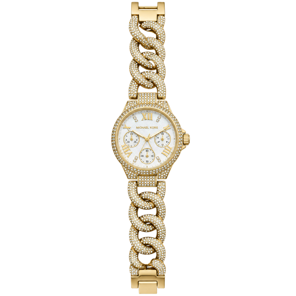 Michael Kors MK8330 Gold-Tone Pavé Curb-Link Chronograph Watch