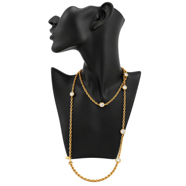 Swarovski Gold Tone Crystal Station Long Necklace
