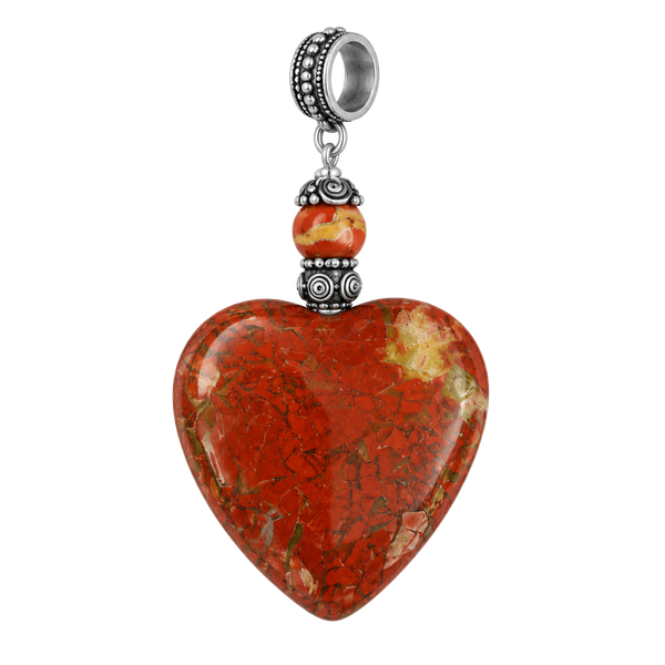 Southwestern Sterling Silver Red Jasper Heart Pendant Red Stone