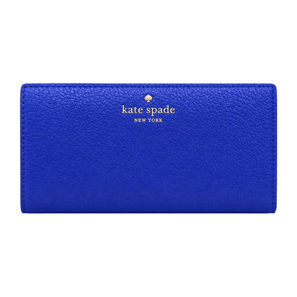 Kate Spade Pebbled Leather Slim Bifold Wallet Blue