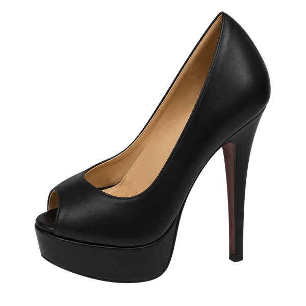 Christian Louboutin Black Peep-Toe Platform Heels