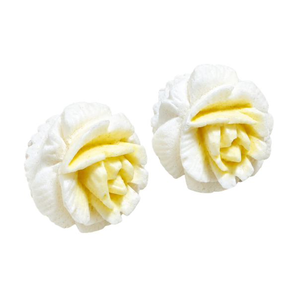 Vintage Carved Rose Earrings Silver Screw Back Hand Painted Floral