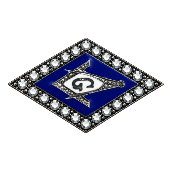 Antique Masonic Freemason Pin Blue Enamel Seed Pearl Square Compass G