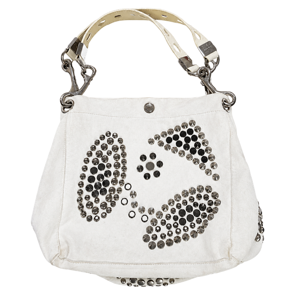 Jimmy Choo White Leather Studded Shoulder Bag
