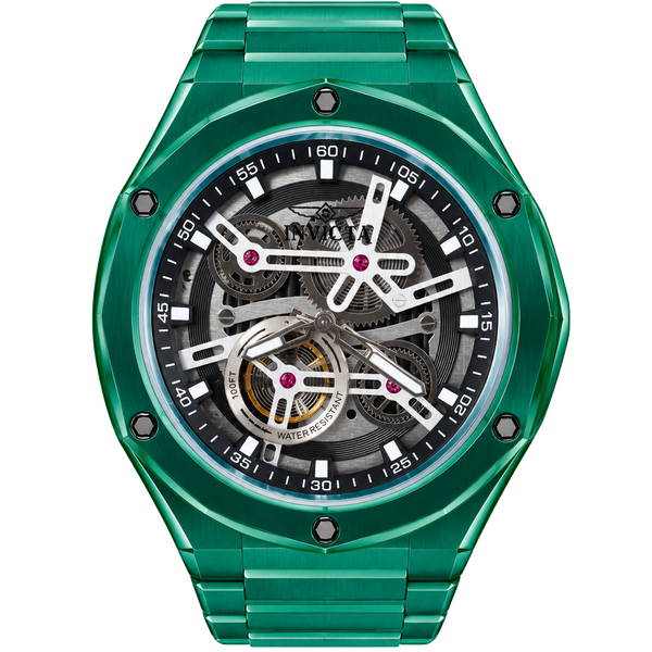 Invicta Speedway Skeleton Green Crystal Transparent Dial Watch 51117