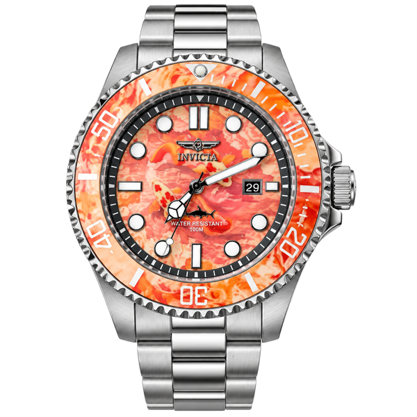 Invicta Pro Diver Watch Orange Dial Stainless Steel Men's