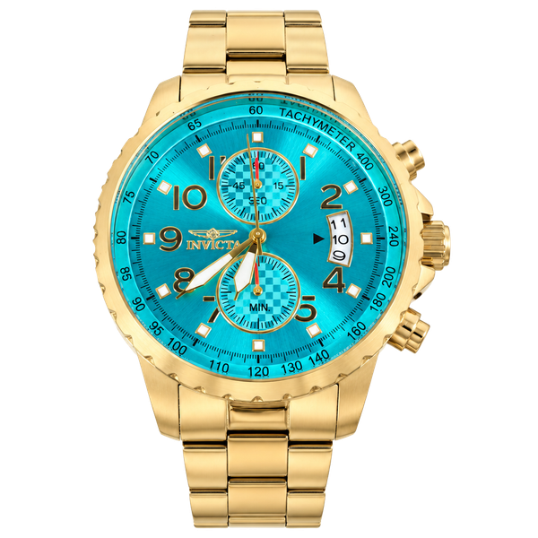 Invicta Chronograph Gold-Tone Turquoise Dial Watch