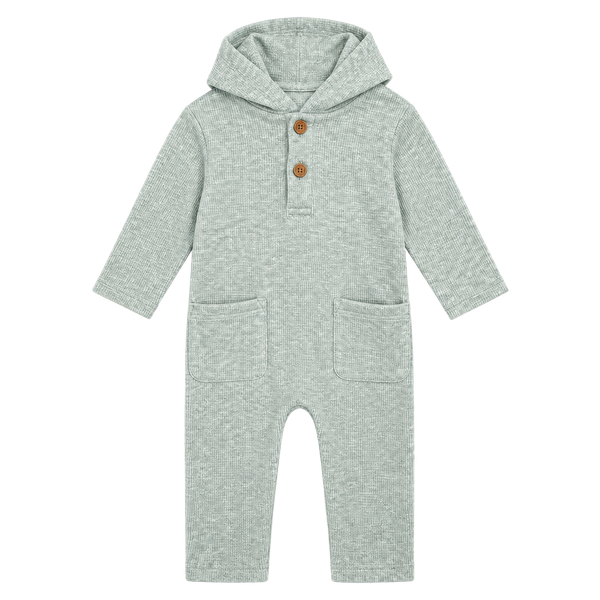 Modern Moments by Gerber Waffle Hooded Romper Size 6-9 M Green