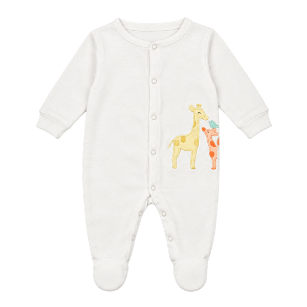 Carters Sleep and Play Footie Size 9 Months White Giraffe Applique