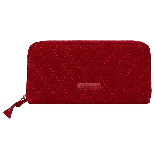 Vera Bradley Red Zip-Around Quilted Wallet, Floral Pattern, Card Organizer