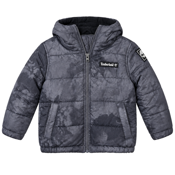 Timberland Boys Gray Hooded Insulated Puffer Jacket 3T
