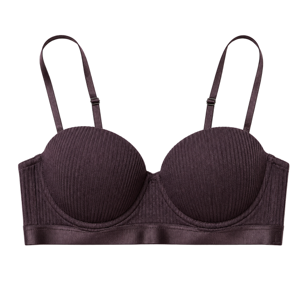 TAHARI Womens Purple Ribbed Padded Underwire Bra Size 34B