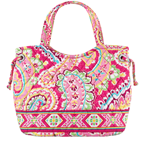 Vera Bradley Sherry Handbag Capri Melon Quilted Cotton Pink Paisley
