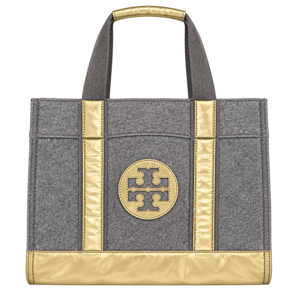 Tory Burch Metallic Vinyl-Trimmed Felt Tote Bag - Grey