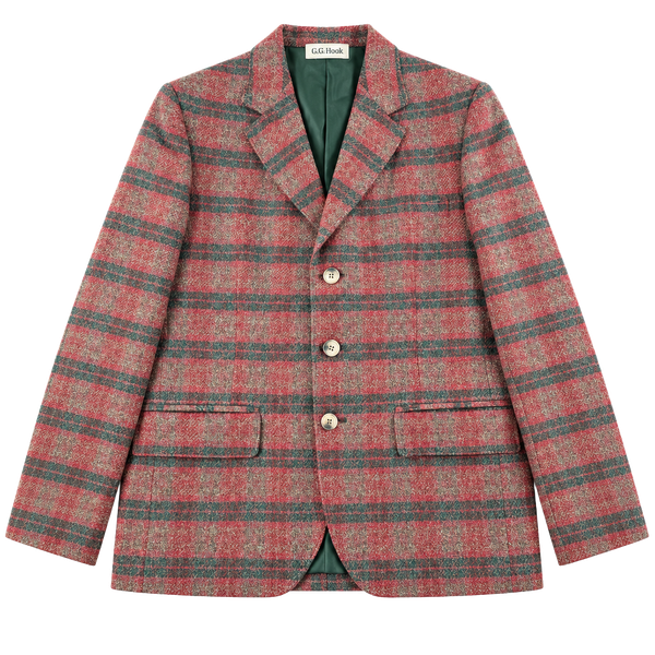 J.G. Hook Plaid Wool Blazer Sport Coat Red Green