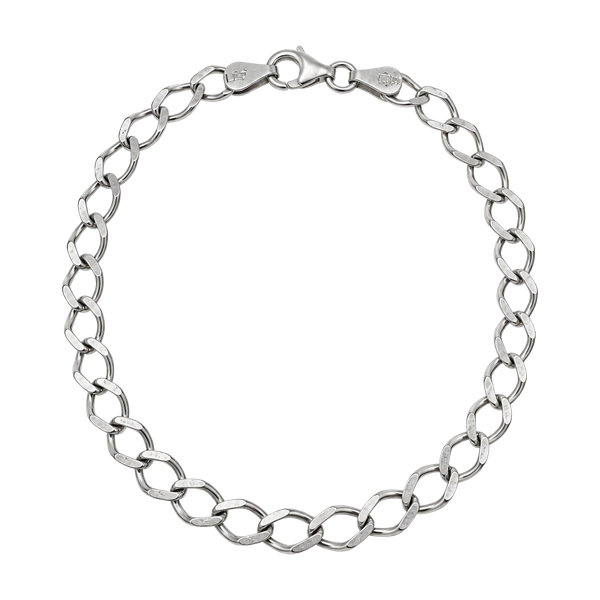 Italian Sterling Silver Double Link Chain Bracelet Size 7 Inches