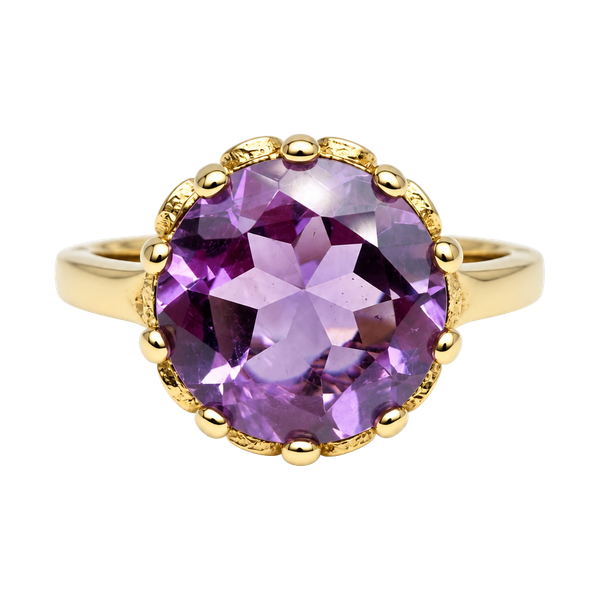 Amethyst Ring Gold Over Sterling Silver Purple Gemstone